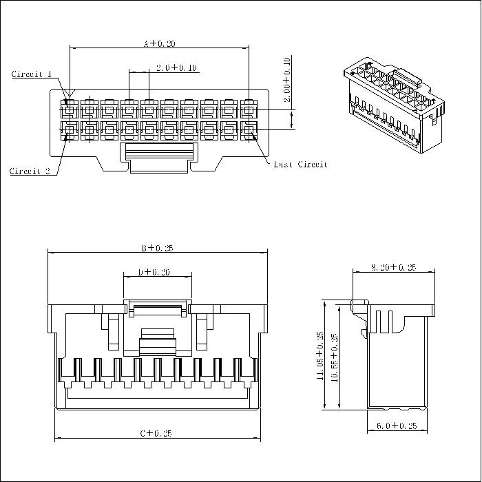 AH2009-2XNP 2.00mm Pitch Housing Dual Row Connector