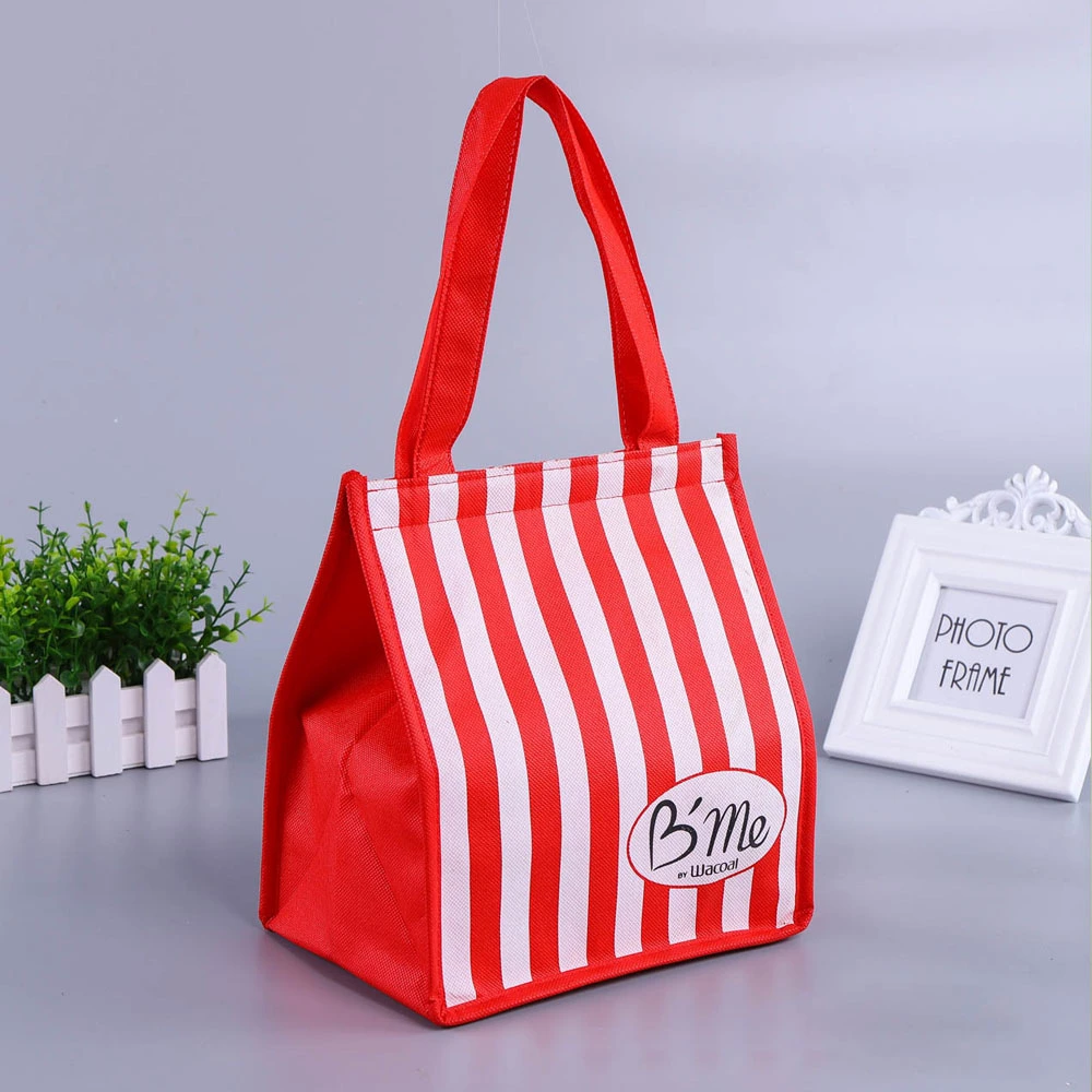 Qingdao Factory Gots Oekotex 100 Eco-Friendly Long Nylon/Polyester Handle Cmyk Printing Cheap Promotional Shopping Ultrasonic Cooler Bag with Lamination