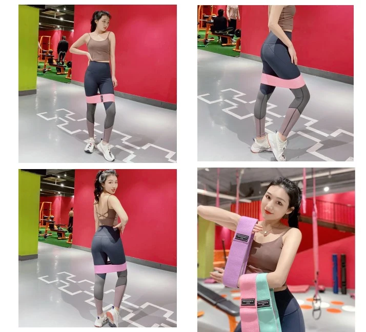 Wholesale Fabric +Latex Resistance Band 3PCS Hip Circle Band with Mesh Bag