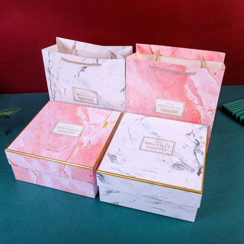Caixa de papel de embalagem de presente de caneca impressa de marmoreio personalizada