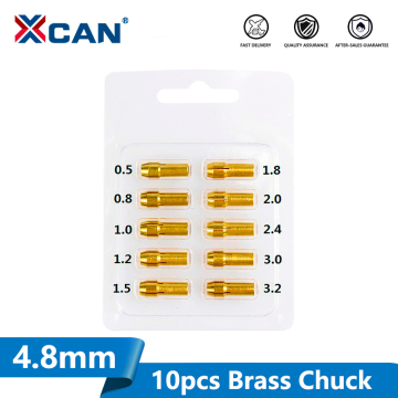 XCAN Mini Drill Collet Chuck 10pcs 0.5-3.2mm Diameter 4.8mm Shank Brass Chucks for Dremel Rotary Tool Power Tool Accessory