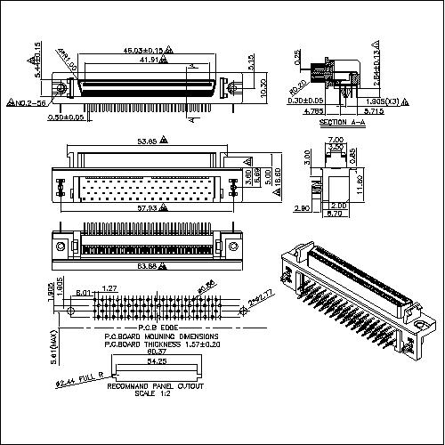 1.27mm Series 68P Receptacle Headers Right-Angle Mount Pin Type HPDBR-F68XXX