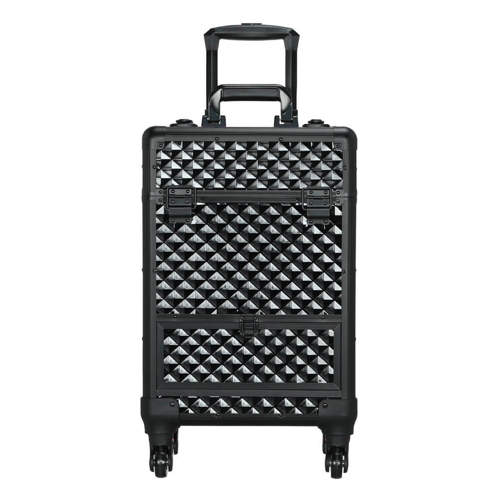 Customized Makeup Trolley Rolling Artist Train Case Makeup Case With Large Sliding Drawer