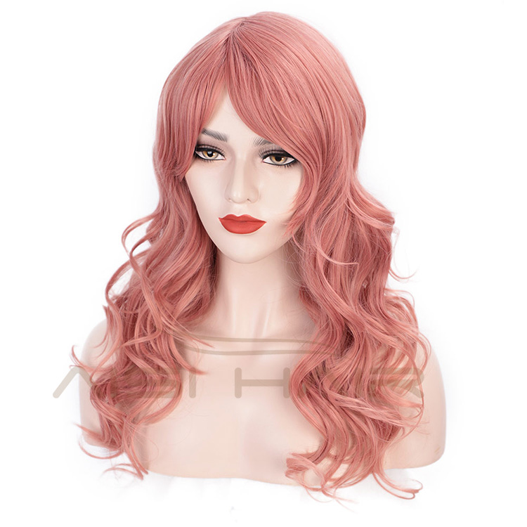 Aisi Hair Pink Lady Collection Heat Resistant Synthetic Fiber Wigs Long Curly Women Cosplay Wigs Long Wavy Wigs for Women