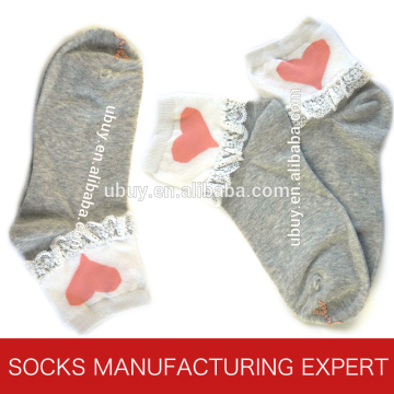 women's lace sock with love pattern
