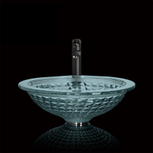 Transparent Diamond Tempered Glass Wash Basin Bathroom Sink