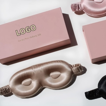 3D Contoured Cup Blindfold Travel Eye Mask - Woven Silk for Bed Sleep Comfort