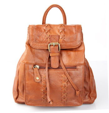 Camel Colored Italian Womens Leather Backpack Handbags Vintage , Exquisite