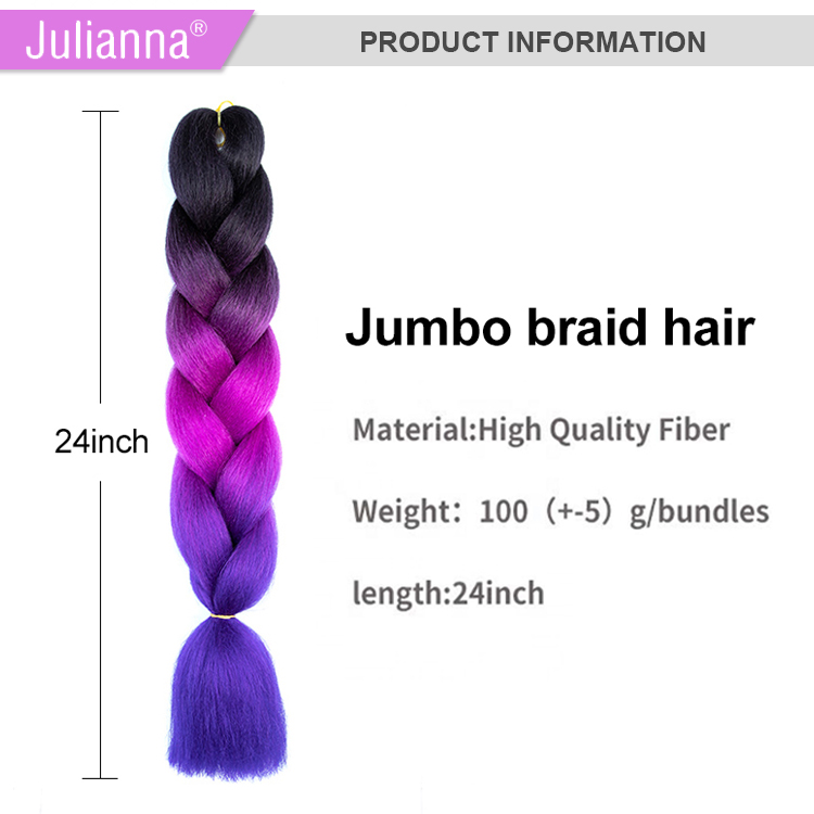 Wholesale Premium Hot Water Hair Pieces For Braiding Red Yellow Green Three Color Ombre Africa Jumbo Braiding Hair