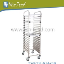 Commercial Kitchen 15 Tiers Metal Wire Basket Carts with 4 wheels,Bread basket trolley for sale
