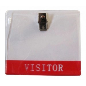 Horizontal PVC name badge holder with clips