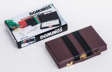 High quality OEM Plastic Dominoes Game In Leather Box