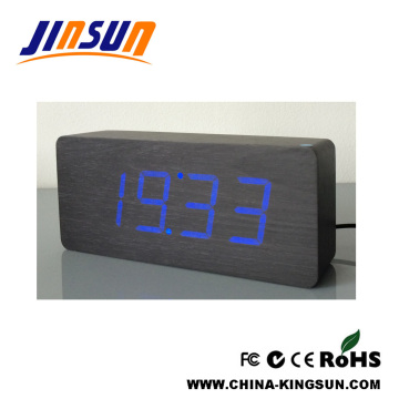 Digital Led Alarm Clock Desk Wooden