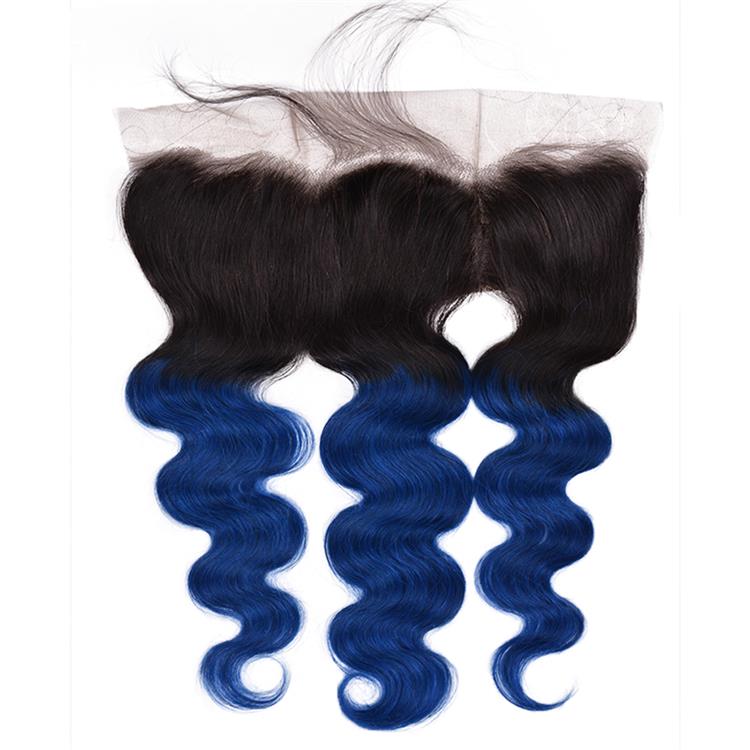 Usexy Wholesale Virgin Brazilian Hair Weaves Color 1B/Blue Body Wave Ombre Hair Bundles With Frontal