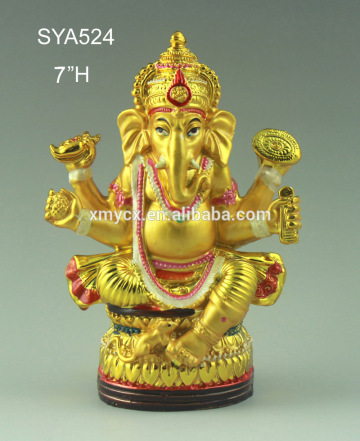 Polyresin murti pooja ganesh home decoration gold ganesh statue