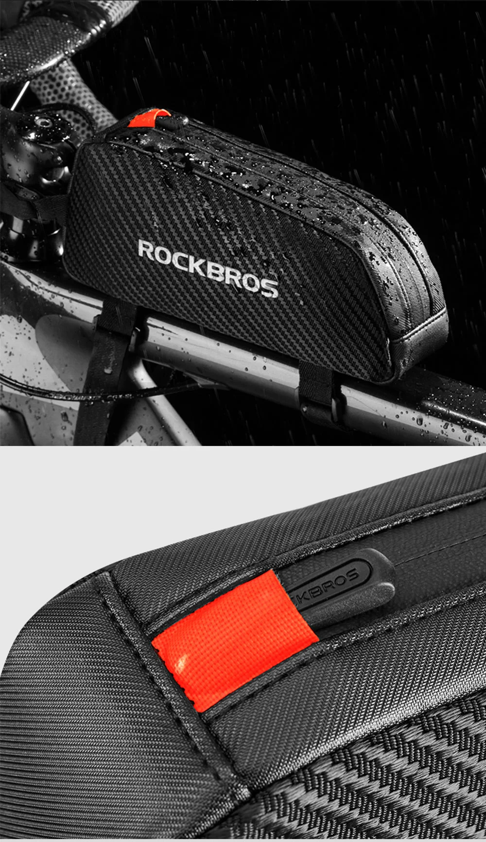 Black Bag Bicycle Accessories Bicycle Front Tube Rack Front Pocket Waterproof Bicycle Bag Large Capacity