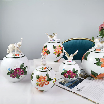 Ceramic Hand-Painted Cartoon Kitchen Jar Decorations
