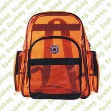 Large Transparent Clear Orange PVC Schoolbook Bag/Outdoor Backpack