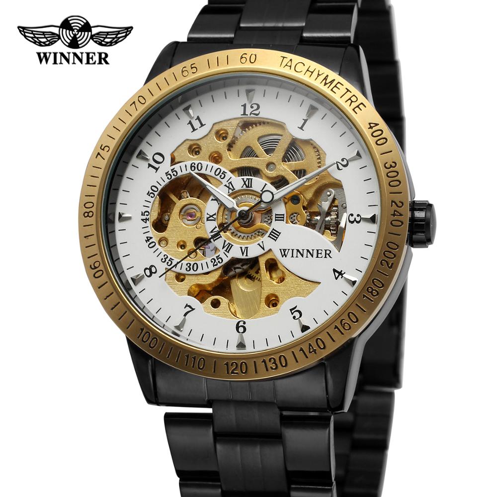 WINNER 8085 Blue Glass Water Resistant Skeleton Mechanical Sport Wrist Luxury Men Watches from China