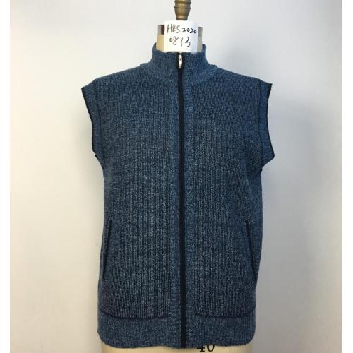 Men's Coarse Knitted Zippered Fleece-lined Waistcoat