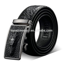 Crocodile Genuine Leather Belt Burnished Metallic Buckle Men's Belt