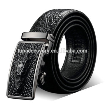 Crocodile Genuine Leather Belt Burnished Metallic Buckle Men's Belt