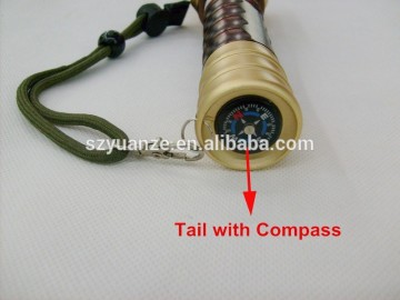 tactical led flashlight,zoomable rechargeable led flashlight with compass&safe hammer