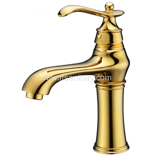 Gold Single Hole And Handle Vintage Basin Faucet