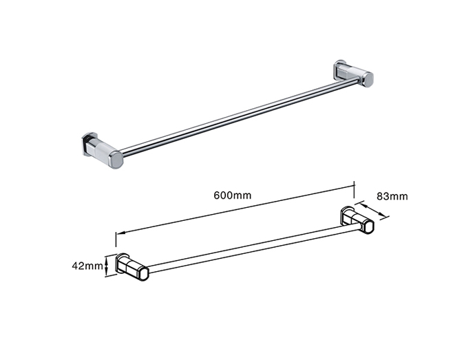 壁掛け式鉄棒タオルラック Horizontal bar towel rack wall mounted