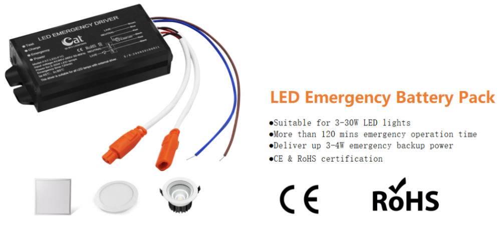 Controlador de emergencia LED que no requiere mantenimiento