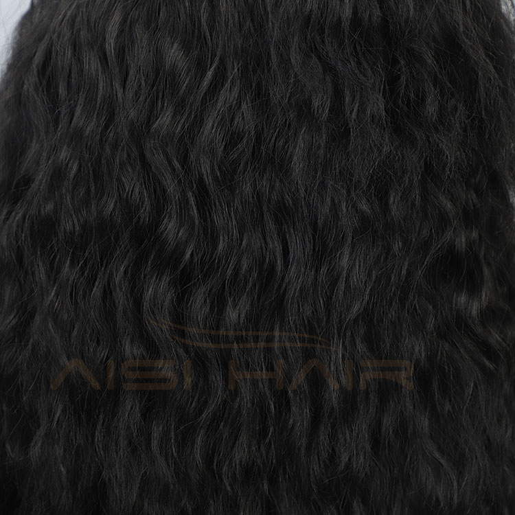 Aisi Hair New Design Long Wavy Natural Black Wig With Ponytail Swiss Lace Wig Body Wave Synthetic Hair Wigs For Women