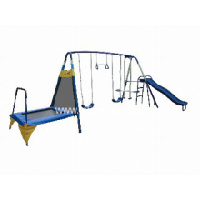 6 Station Swing Set. Swing, Glider,trampoline and Slide