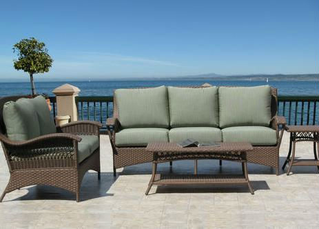 Outdoor Patio Furniture Resin Wicker Sofa 4 PC Set Sunbrella-Green