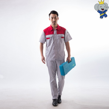 Gray Red Color Block Workwear Suit