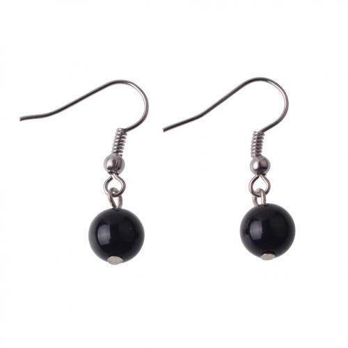 Black Onyx Round 8mm Natural Stone Earrings