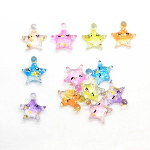 21mm Glitter Star Rhinestone Flat Back Resina Slime Charms para arcos DIY Scrapbooking Phone Decor