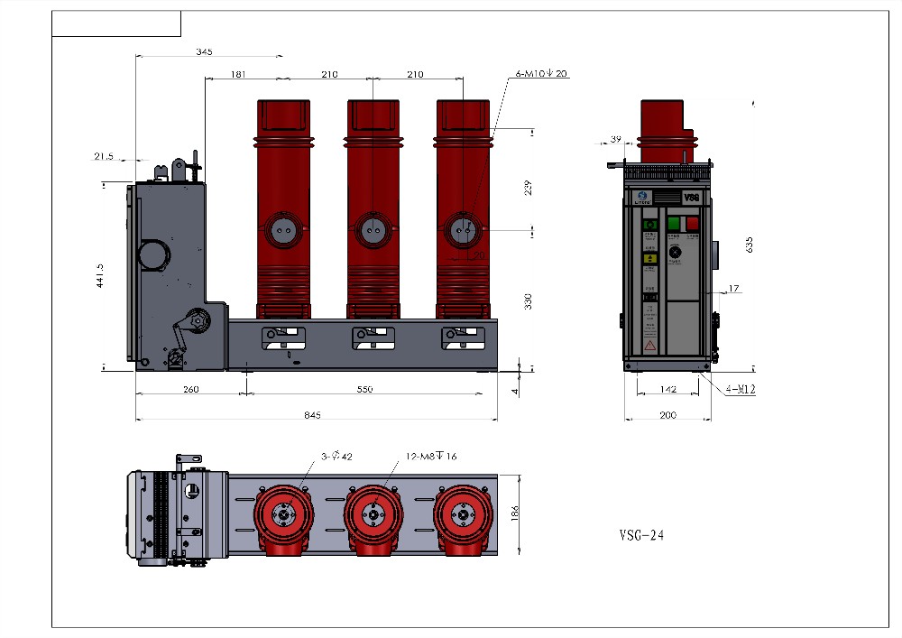 New Type VSG200-12KV/24KV Indoor Side Mounted cutout switch Vacuum Circuit Breaker