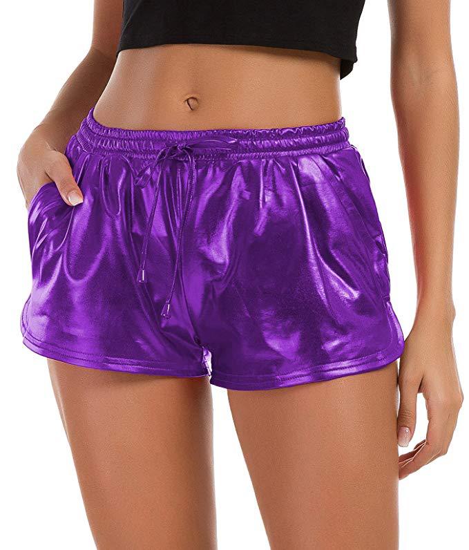Reflective Shiny Workout Athletic Running Shorts for Ladies Quality Hot Selling Womens High Waist Custom Shorts Women Leggings