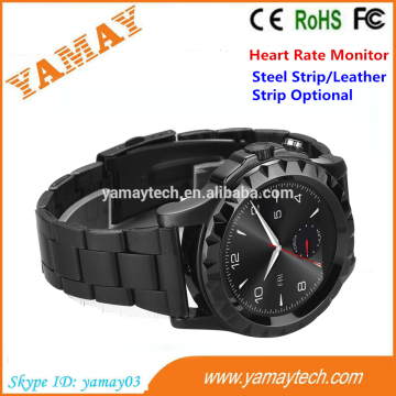 Heart rate monitor smart watch android waterproof smart wrist watch with leather strap