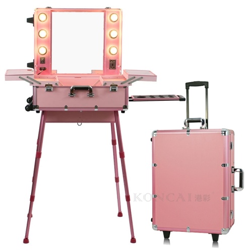 Stand Makeup Station with Lighted Mirror