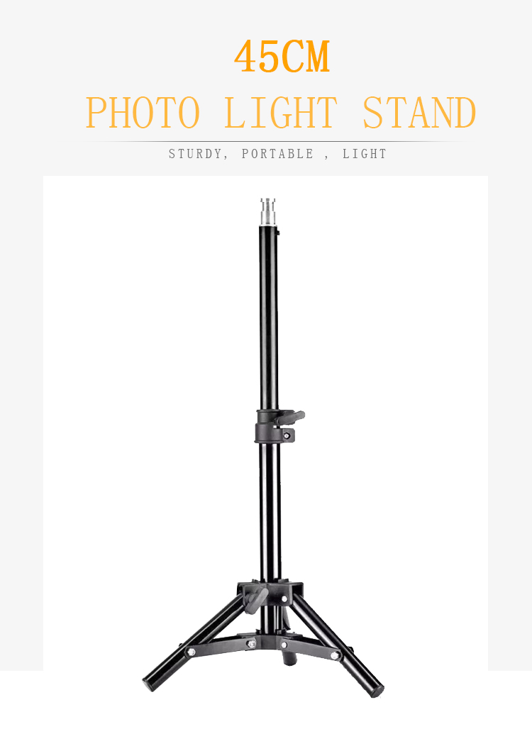 Fotografía Soporte de luz pequeño de aluminio de altura máxima de 45 cm para Relfectores, Softboxes, Luces, Paraguas, Fondos