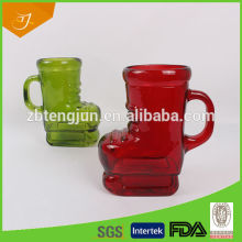 Colorful Santa's Boot Shape Glass Beer Mug,High Quality glass handle beer glass mug