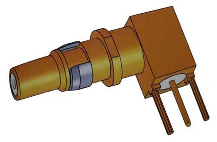 Koaxial D-SUB signalkontakt hane rät vinkel