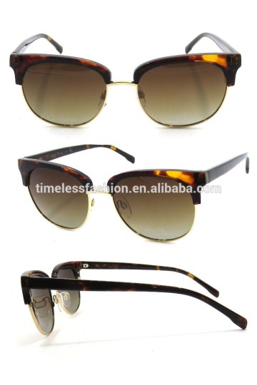 Fashion injection half rimless acetate frame sunglasses