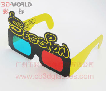 3D glasses with red cyan lenses and paper frame