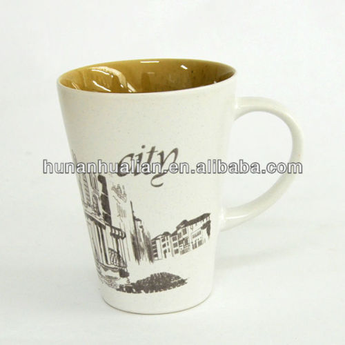 21oz cone shape hot sale stoneware mug with hand painting