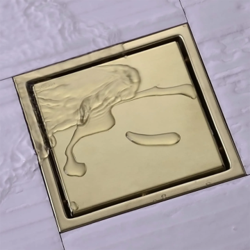 Hidden square gold shower floor drain