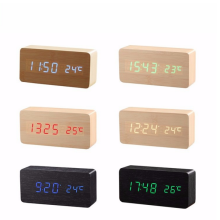 Alarm/Time/date/temperature Digital Table LED wood Clock