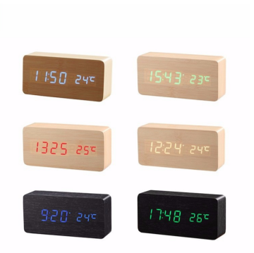 Alarm/Time/date/temperature Digital Table LED wood Clock