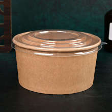 High-Quality Disposable Veg and Fruit Heatable Round Paper Bowl with Lid